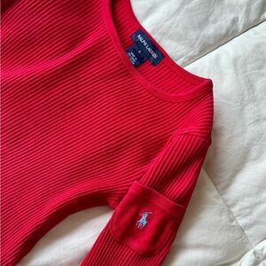 Ralph Lauren young girls 4/5 Red  Ribbed Pull Over Top